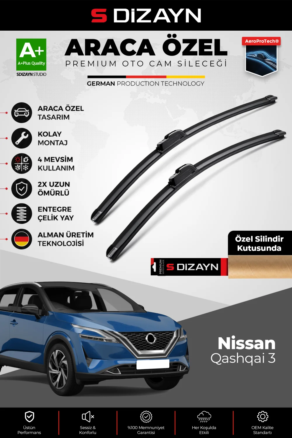 Nissan Qashqai 3 Ön Cam Silecek Seti 2021 Üzeri Premium Araca Özel 65-43 Cm  A+ Kalite
