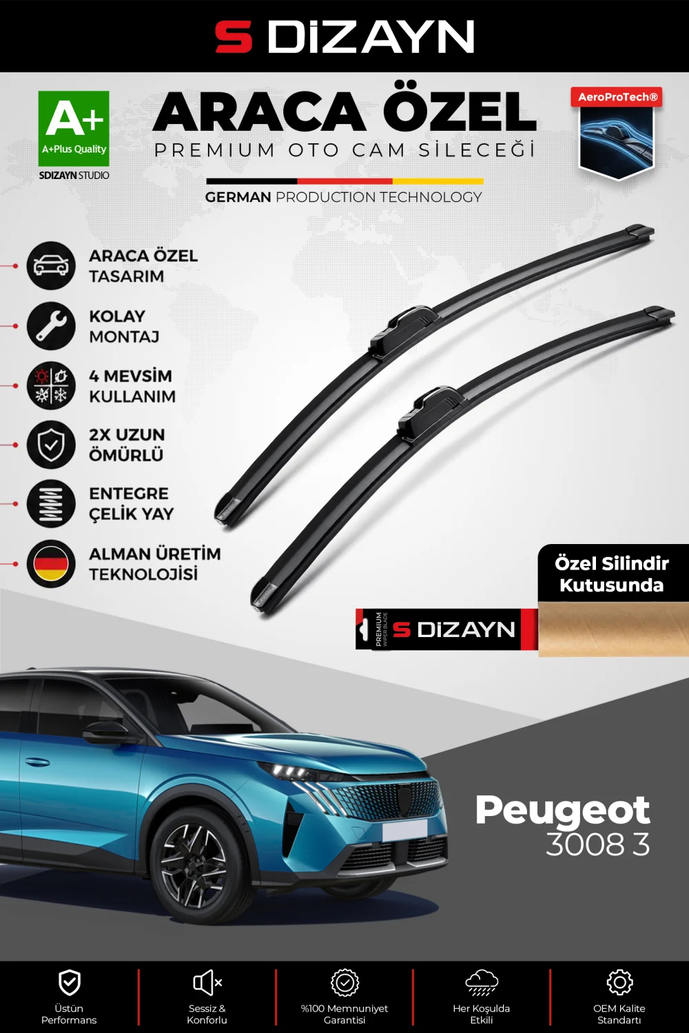 Drs Tuning Peugeot 3008 3 Ön Cam Silecek Seti 2023 Üzeri Premium Araca Özel 70-40 Cm  A+ Kalite