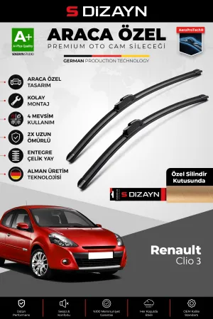 Renault Clio 3 Hb Ön Cam Silecek Seti 2005-2012 Premium Araca Özel 60-40 Cm  A+ Kalite