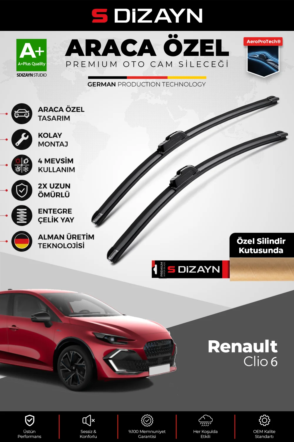Renault Clio 6 HB Ön Cam Silecek Seti 2025 Üzeri Premium Araca Özel 70-30 Cm  A+ Kalite