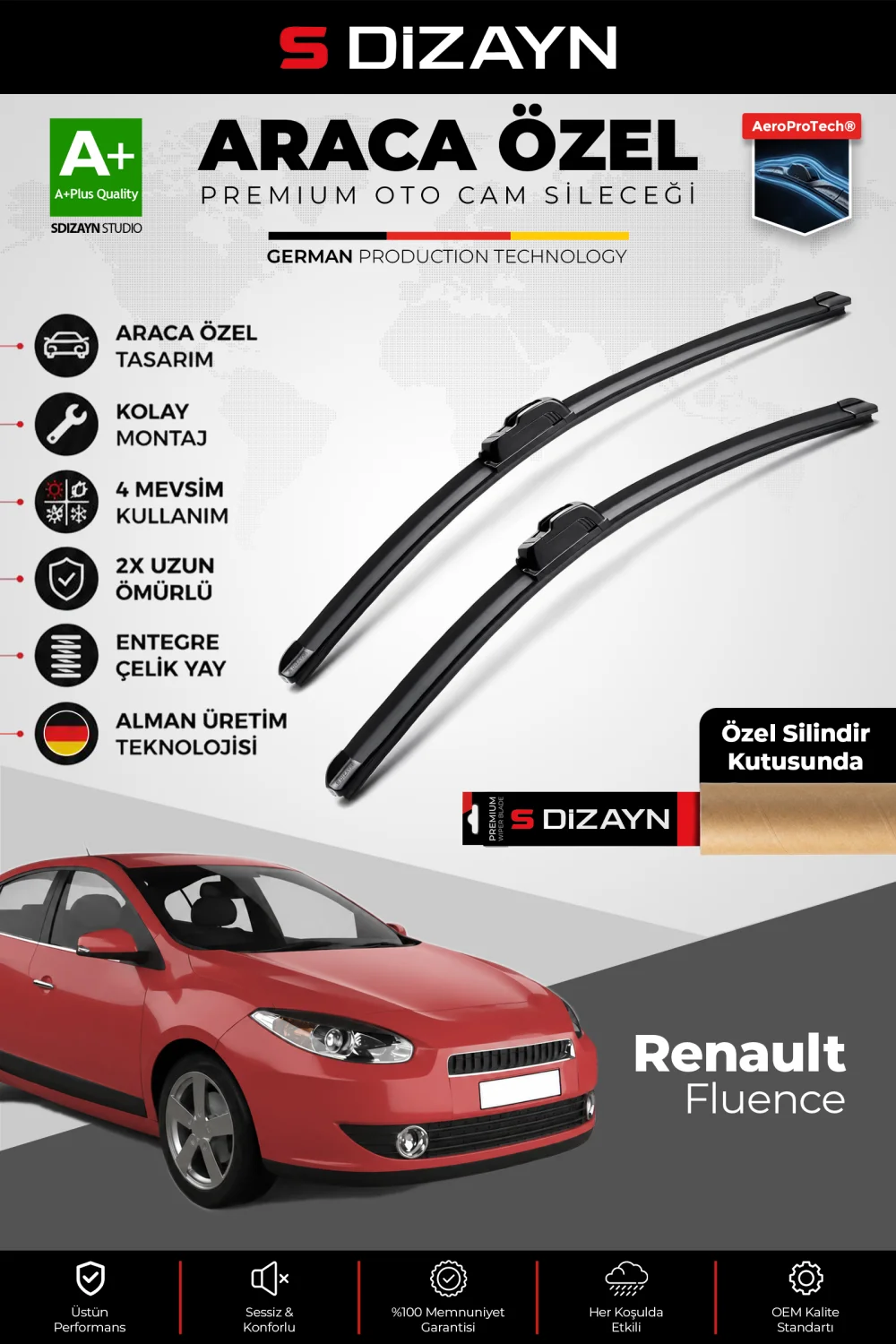 Renault Fluence Ön Cam Silecek Seti 2010-2016 Premium Araca Özel 60-40 Cm  A+ Kalite