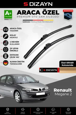 Renault Megane 2 Ön Cam Silecek Seti 2002-2006 Premium Araca Özel 60-45 Cm  A+ Kalite