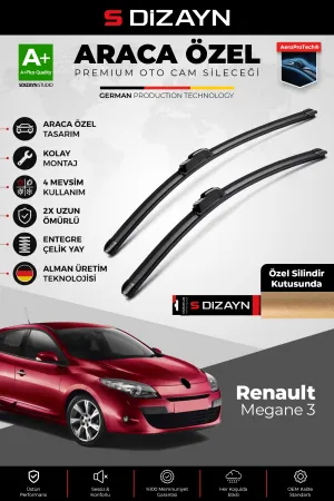 Renault Megane 3 Ön Cam Silecek Seti 2009-2016 Premium Araca Özel 60-40 Cm  A+ Kalite