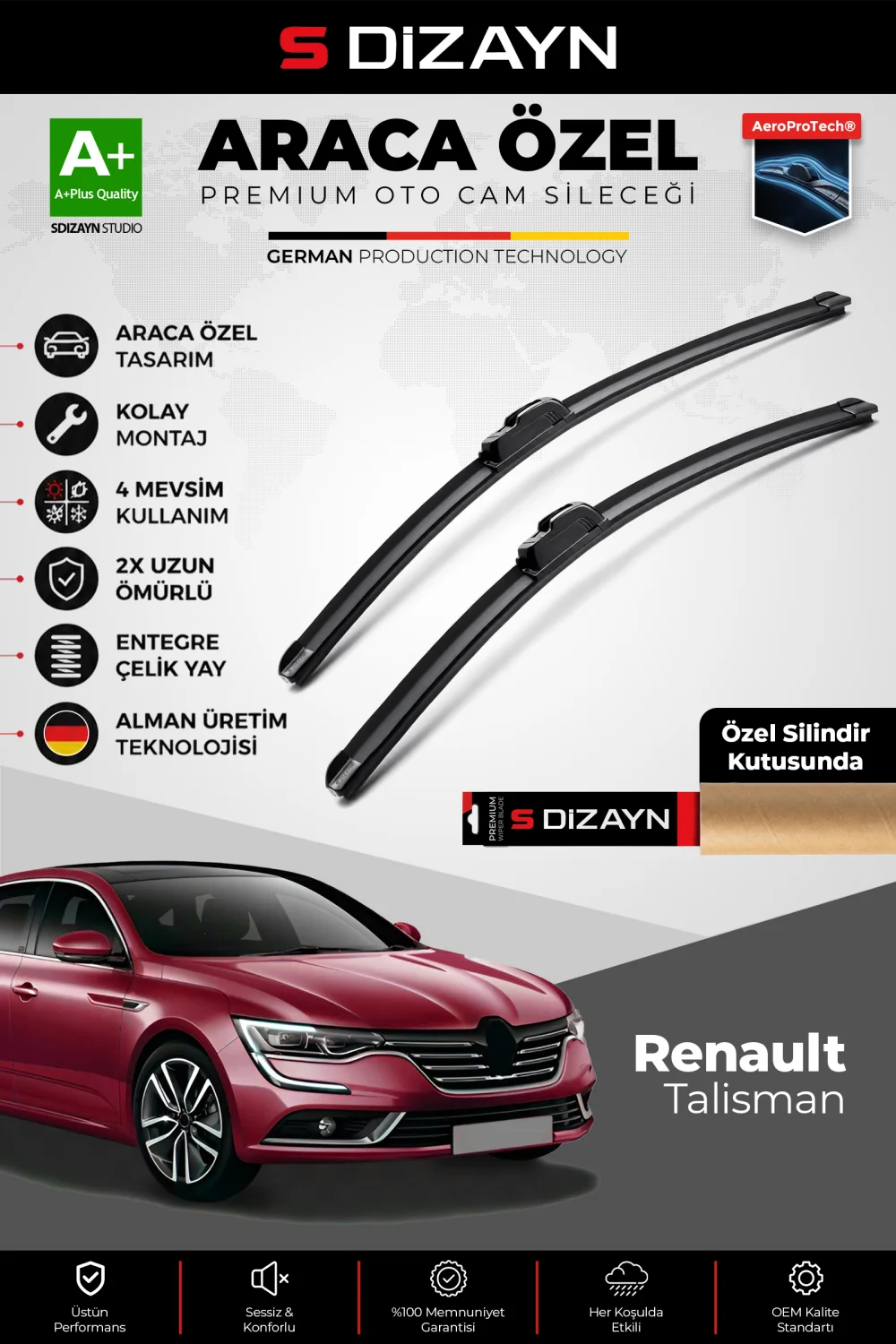 Renault Talisman Ön Cam Silecek Seti 2015 Üzeri Premium Araca Özel 60-45 Cm  A+ Kalite