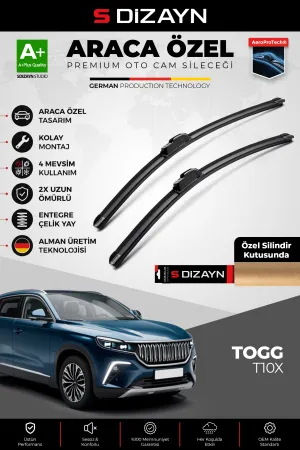 Togg T10X Ön Cam Silecek Seti 2023 Üzeri Premium Araca Özel 65-48 Cm  A+ Kalite