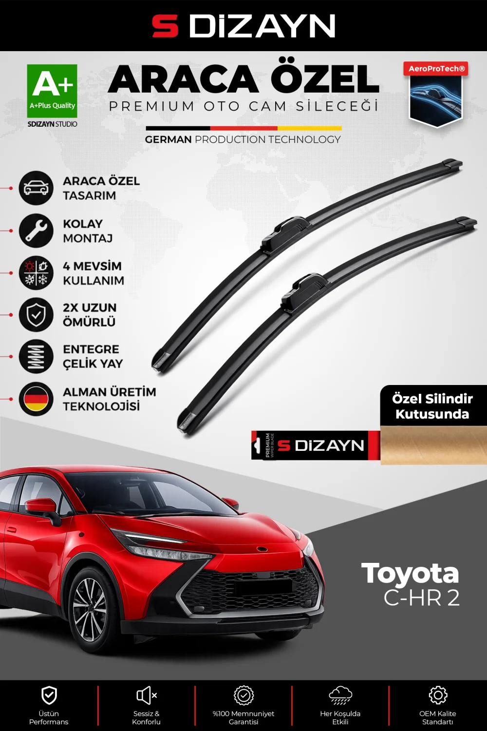 Toyota C-HR Ön Cam Silecek Seti 2023 Üzeri Premium Araca Özel 70-35 Cm  A+ Kalite