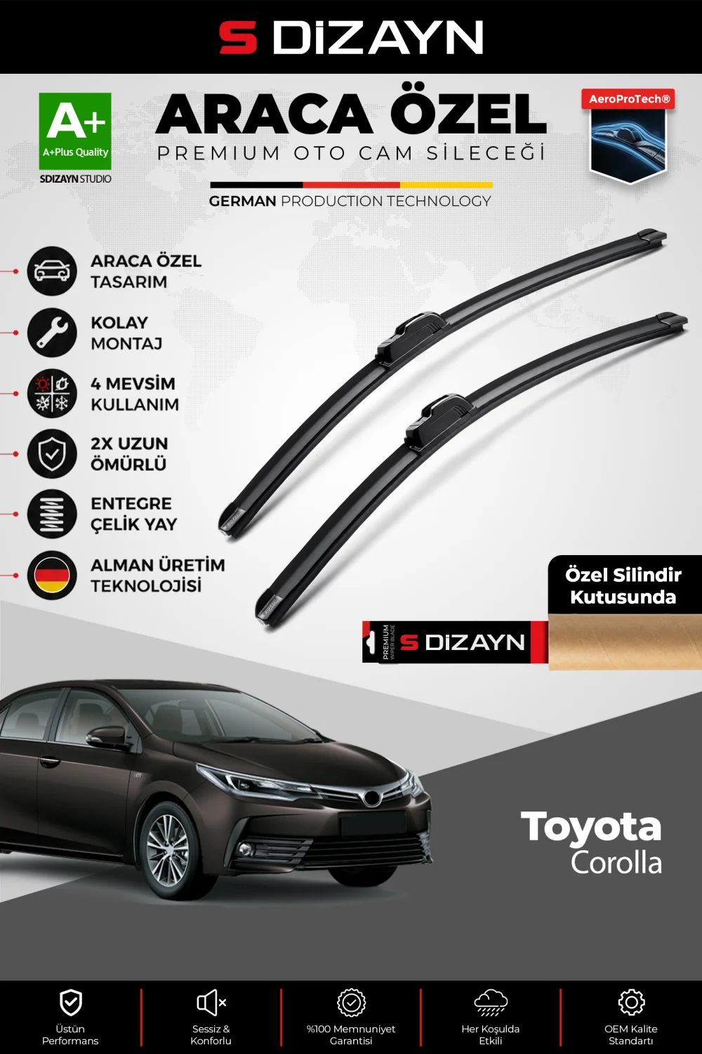 Toyota Corolla Ön Cam Silecek Seti 2019 Üzeri Premium Araca Özel 70-35 Cm  A+ Kalite
