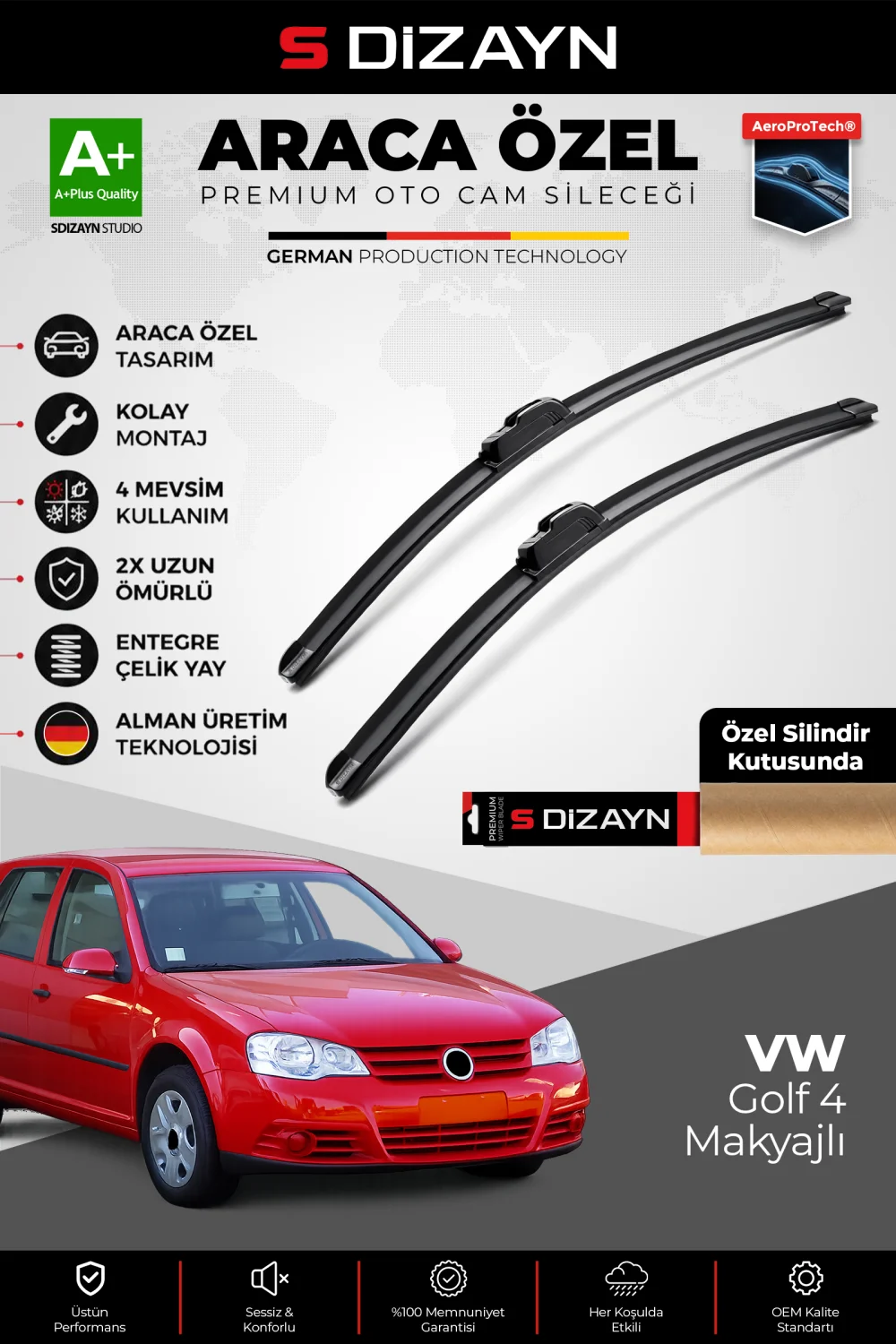Drs Tuning Golf 4 Makyajlı Ön Cam Silecek Seti 2002-2004 Premium Araca Özel 53-48 Cm  A+ Kalite