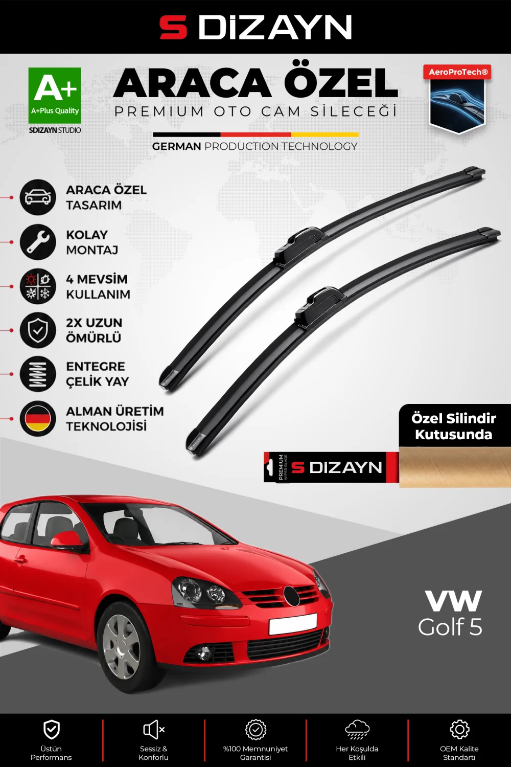 Drs Tuning Golf 5 Ön Cam Silecek Seti 2004-2005 Premium Araca Özel 60-48 Cm  A+ Kalite