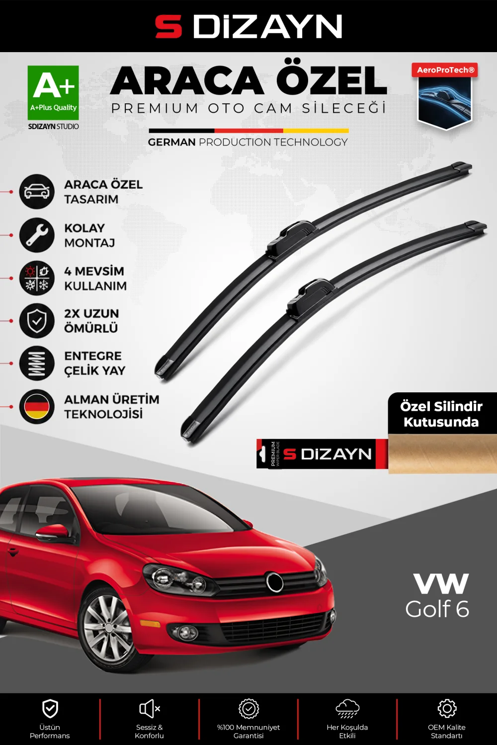 Drs Tuning Golf 6 Ön Cam Silecek Seti 2008-2012 Premium Araca Özel 60-48 Cm  A+ Kalite