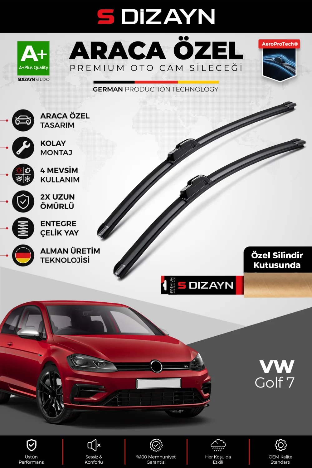 Drs Tuning Golf 7 Ön Cam Silecek Seti 2012-2020 Premium Araca Özel 65-45 Cm  A+ Kalite