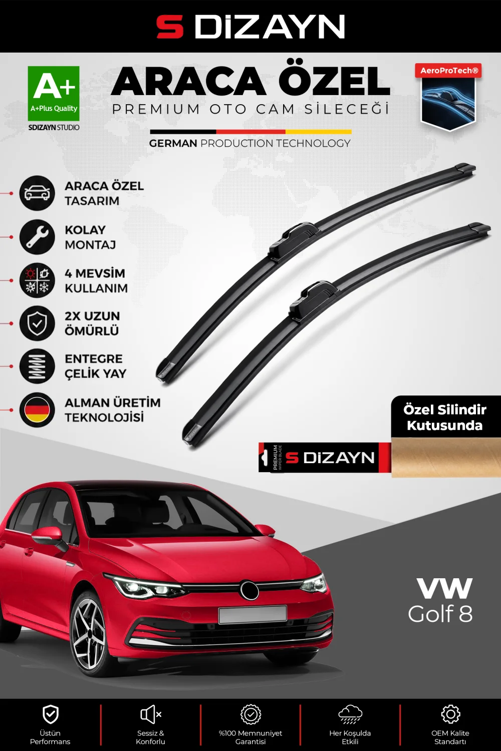 Drs Tuning Golf 8 Ön Cam Silecek Seti 2020 Üzeri Premium Araca Özel 65-45 Cm  A+ Kalite