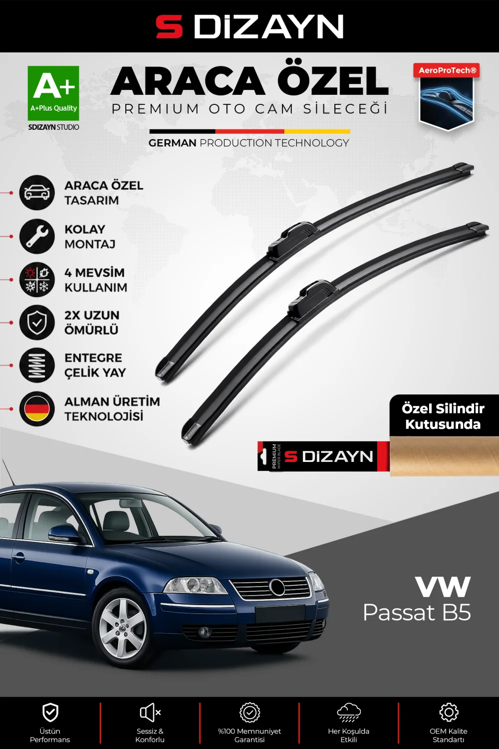 Drs Tuning Passat B5 Ön Cam Silecek Seti 1996-2005 Premium Araca Özel 53-50 Cm  A+ Kalite