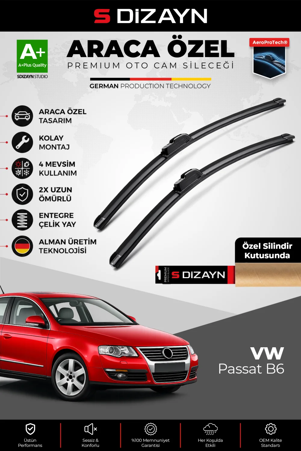 Drs Tuning Passat B6 Ön Cam Silecek Seti 2005-2010 Premium Araca Özel 60-48 Cm  A+ Kalite