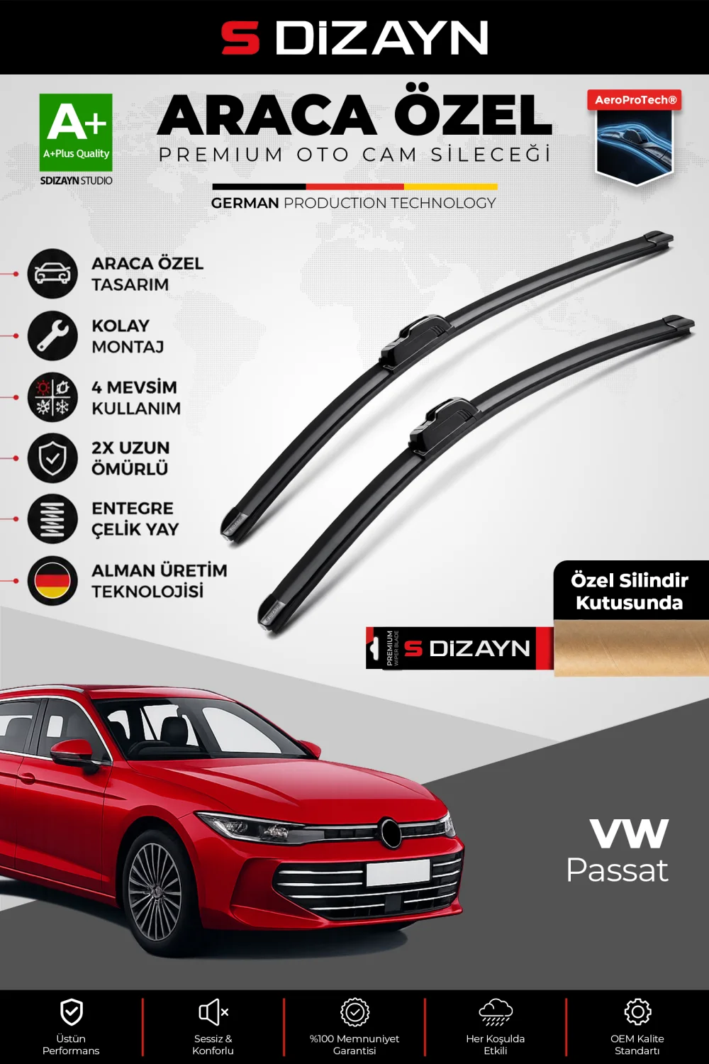Drs Tuning Passat B9 Ön Cam Silecek Seti 2024 Üzeri Premium Araca Özel 65-45 Cm  A+ Kalite