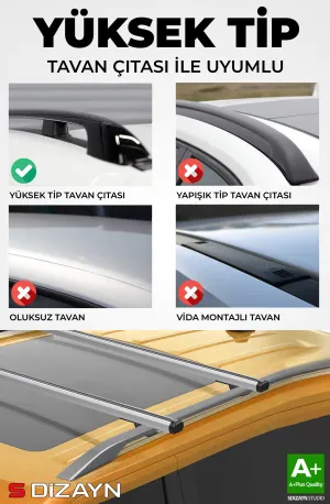 Drs Tuning Dacia Duster S-Bar Cargo V1 Ara Atkı Tavan Taşıyıcı Barı Gri 120 Cm 2018-2024 A+ Kalite - Görsel 3