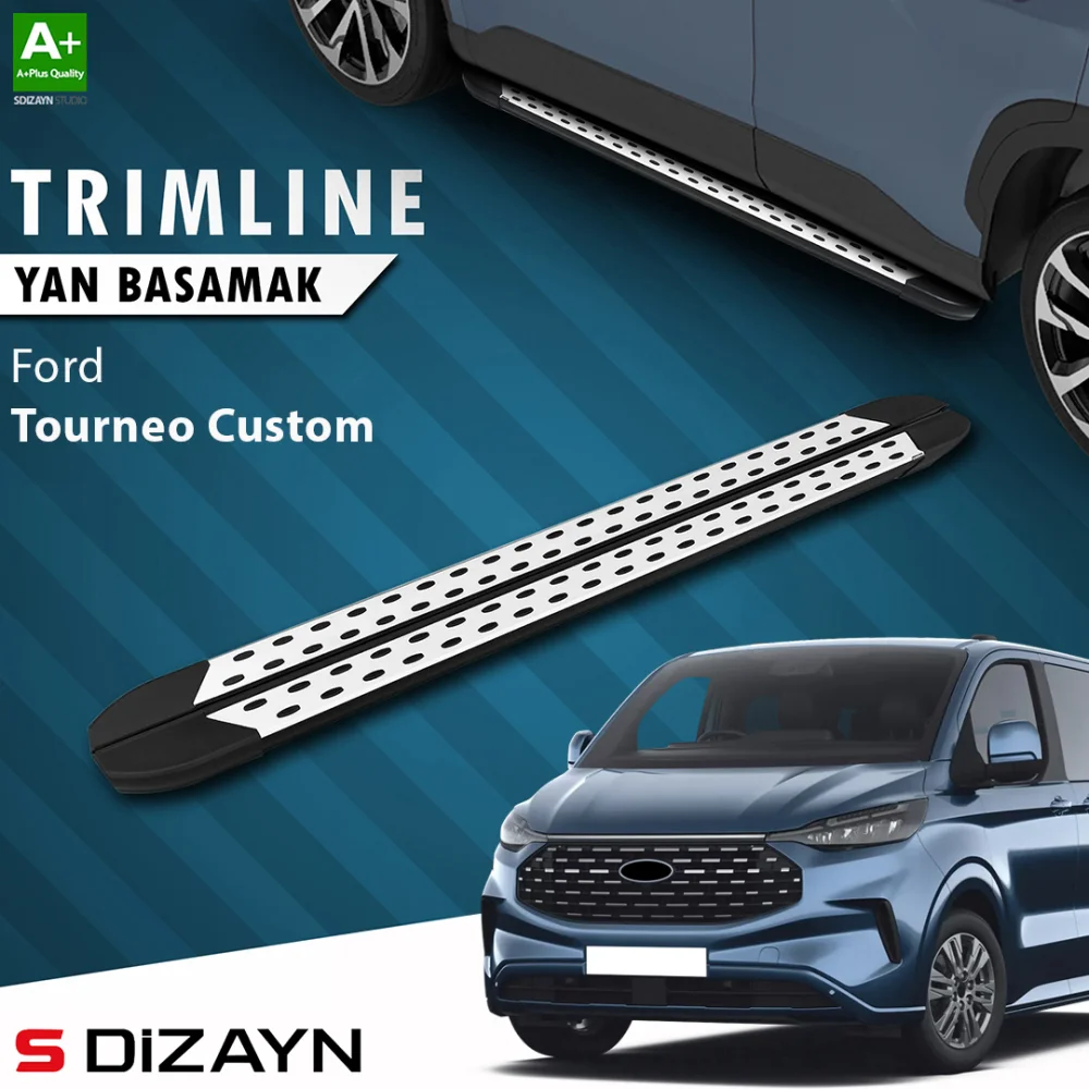 S-Dizayn Ford Tourneo Custom 2 Kısa Şase TrimLine Gri Yan Basamak 223 Cm 2023 Üzeri