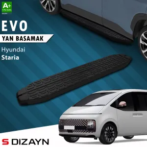 Hyundai uyumlu Staria Evo Siyah Yan Basamak 233 Cm 2021 Üzeri A+ Kalite modelleri DRS Tuning'de. Kaliteli malzeme, hızlı kargo ve güvenli alışverişle hemen