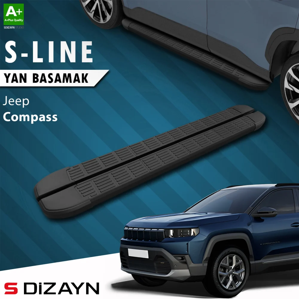 Drs Tuning Jeep Compass 3 S-Line Siyah Yan Basamak 193 Cm 2025 Üzeri A+ Kalite