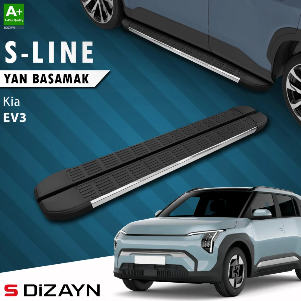 Drs Tuning Kia EV3 S-Line Krom Yan Basamak 183 Cm 2025 Üzeri A+ Kalite