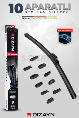 S-Dizayn 10 Aparatlı Oto Cam Sileceği 55 Cm 22 İnç Universal A+ Kalite thumb 1