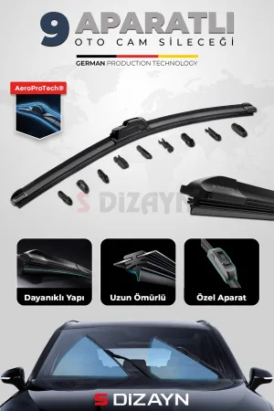 Drs Tuning 9 Aparatlı Oto Cam Sileceği 75 Cm 30 İnç Universal A+ Kalite - Görsel 2