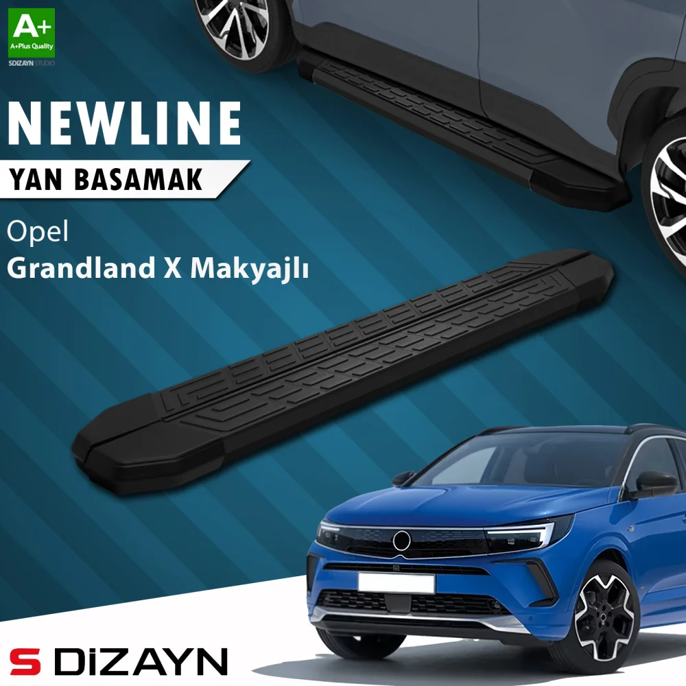 Drs Tuning Opel Grandland X Makyajlı Hybrid NewLine Siyah Yan Basamak 183 Cm 2021-2024 A+ Kalite