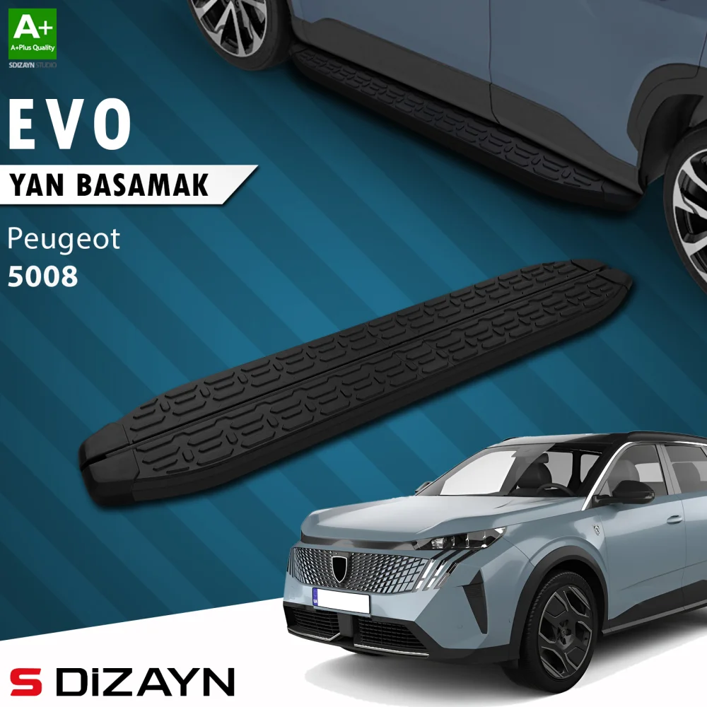 Drs Tuning Peugeot 5008 3 Elektrikli Evo Siyah Yan Basamak 203 Cm 2024 Üzeri A+ Kalite