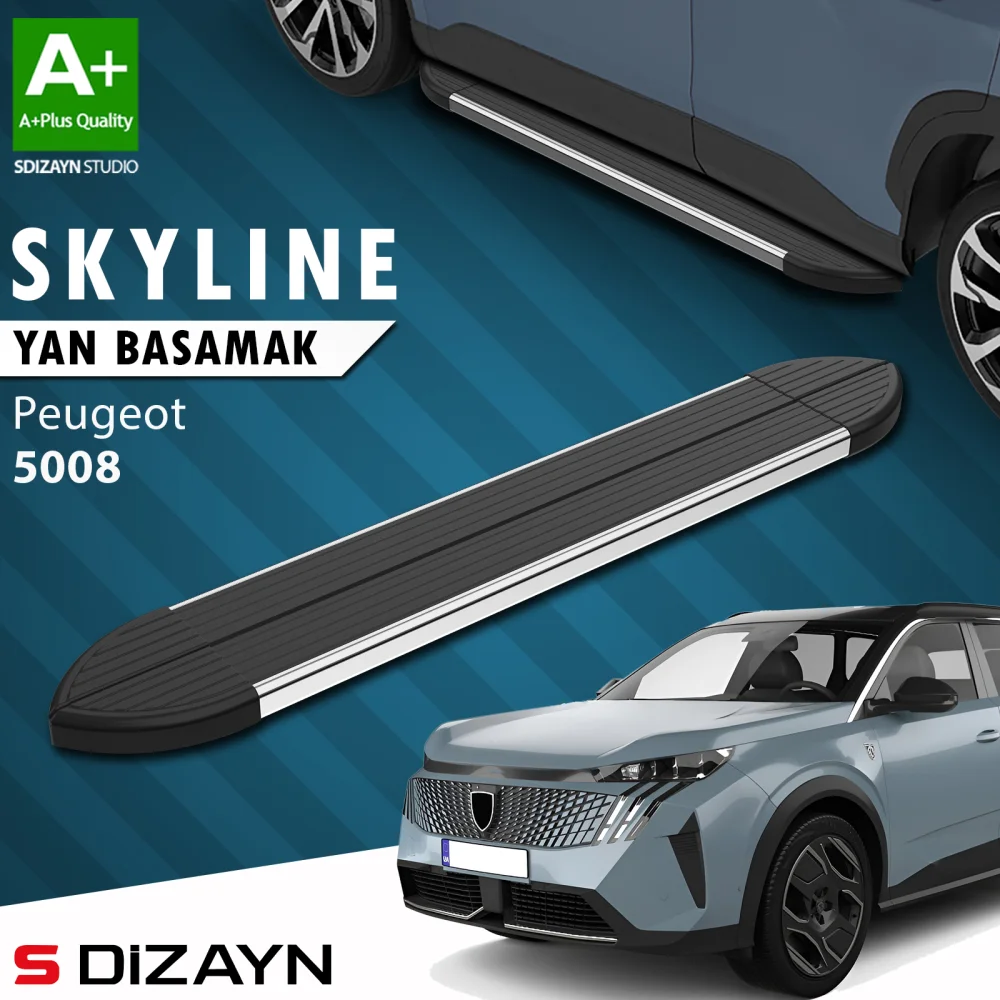 Drs Tuning Peugeot 5008 3 Elektrikli Skyline Krom Yan Basamak 203 Cm 2024 Üzeri A+ Kalite