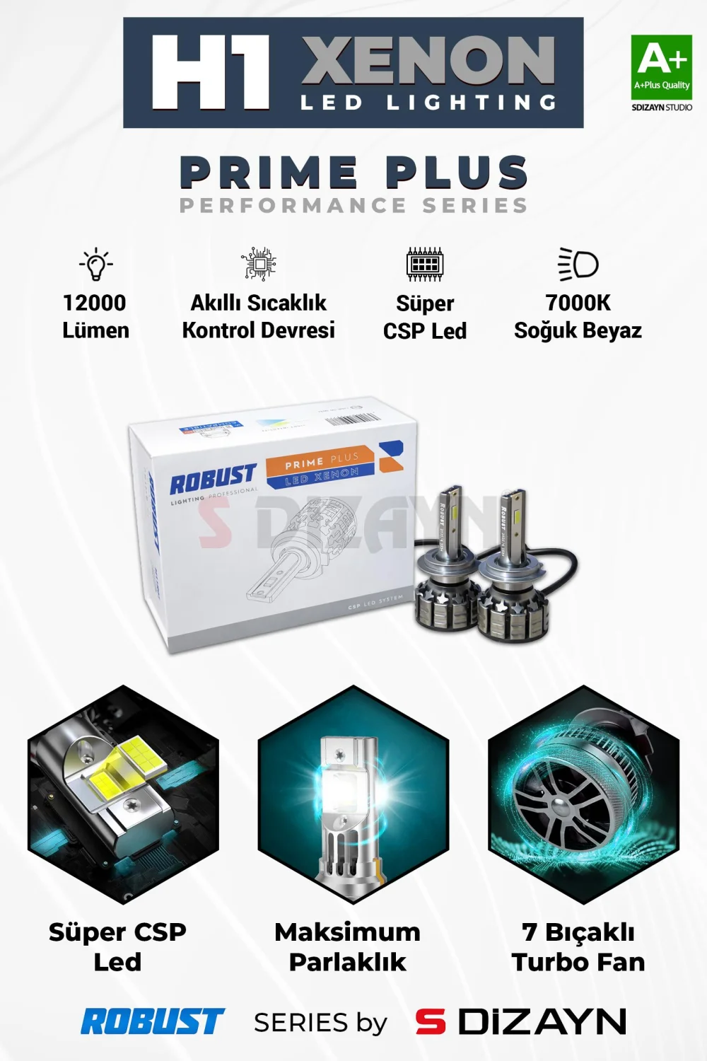 Drs Tuning Prime Plus H1 Led Xenon / 45W / 12000 LM / 7000K A+ Kalite