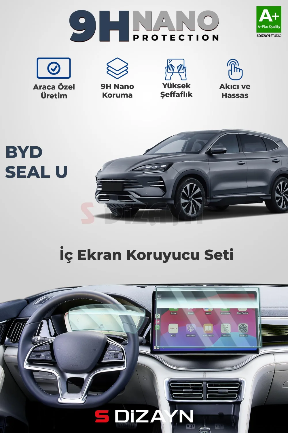 Drs Tuning BYD Seal U 9H Nano Gösterge ve Multimedya Ekran Koruyucu (PARLAK) 2024 Üzeri A+ Kalite
