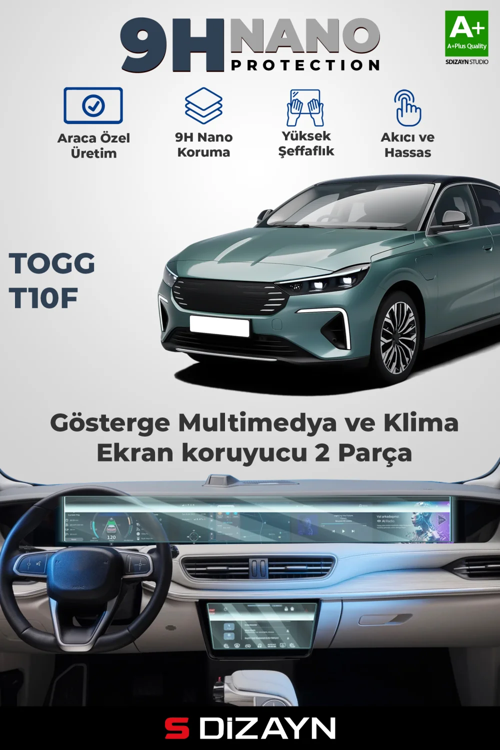 Drs Tuning Togg T10F Ekran Koruyucu Seti Tam Set (PARLAK) 2025 Üzeri A+ Kalite