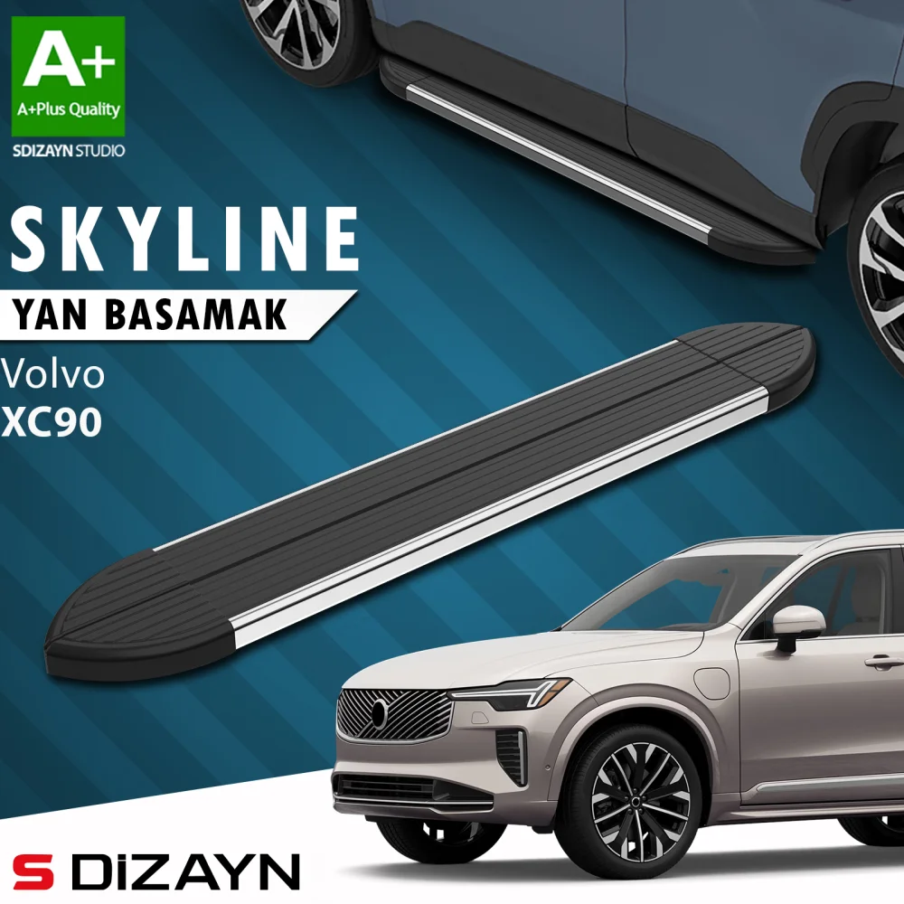 Drs Tuning Volvo XC90 Makyajlı Hybrid Skyline Krom Yan Basamak 203 Cm 2024 Üzeri A+ Kalite